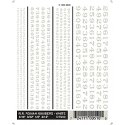 Dry Transfer Alphabet & Number Sets -- Railroad Roman Type Face - Numbers Only (white), All Scales, Woodland Scenics 510
