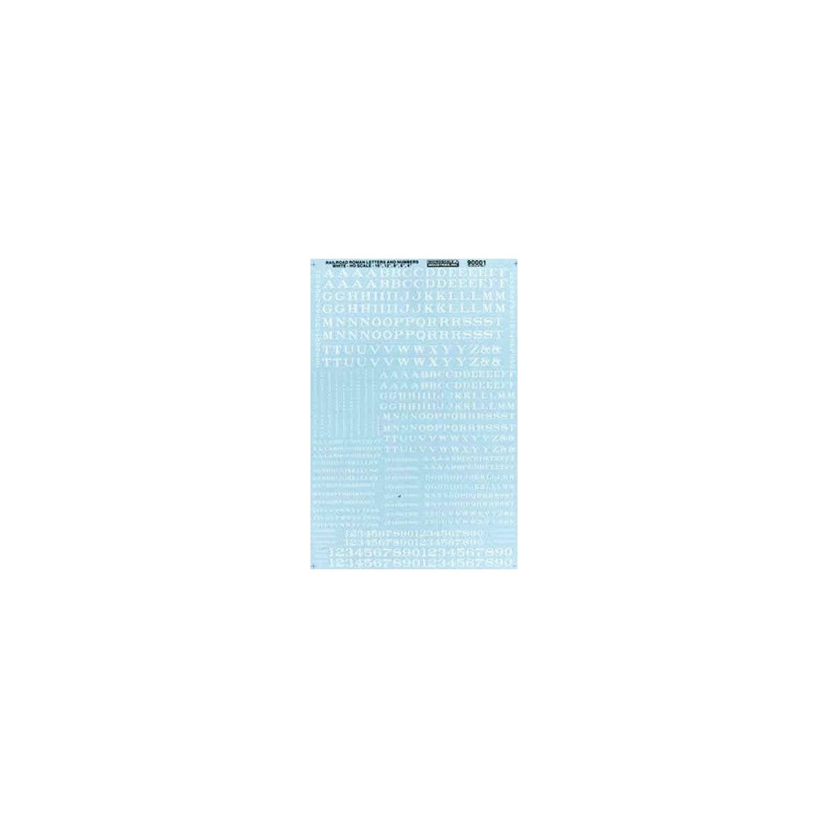 Alphabets & Numbers - Railroad Roman -- White, HO, Microscale Industries Inc 90001