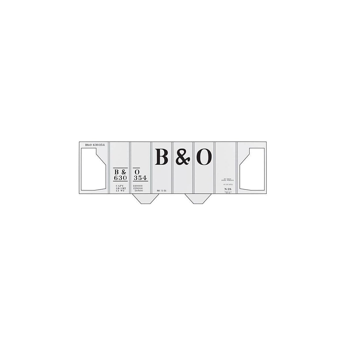 Railroad Decal Set -- Baltimore & Ohio Class N-38 2-Bay Covered Hopper (Large B&O), O, Tichy Train Group 10070O