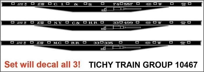 Railroad Decal Set -- New York Central System CI&S, MCRR, NYC&HR Flatcars, HO, Tichy Train Group 10467