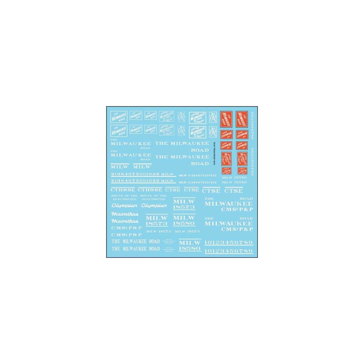 Railroad Decal Set -- Milwaukee Road Roadname Set (white), HO, Tichy Train Group 10413