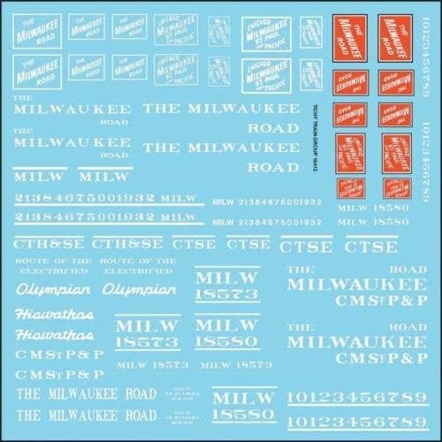 Railroad Decal Set -- Milwaukee Road Roadname Set (white), HO, Tichy Train Group 10413