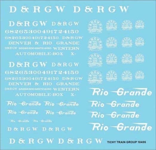 Railroad Decal Set -- Denver & Rio Grande Western Roadname Set (white), HO, Tichy Train Group 10406