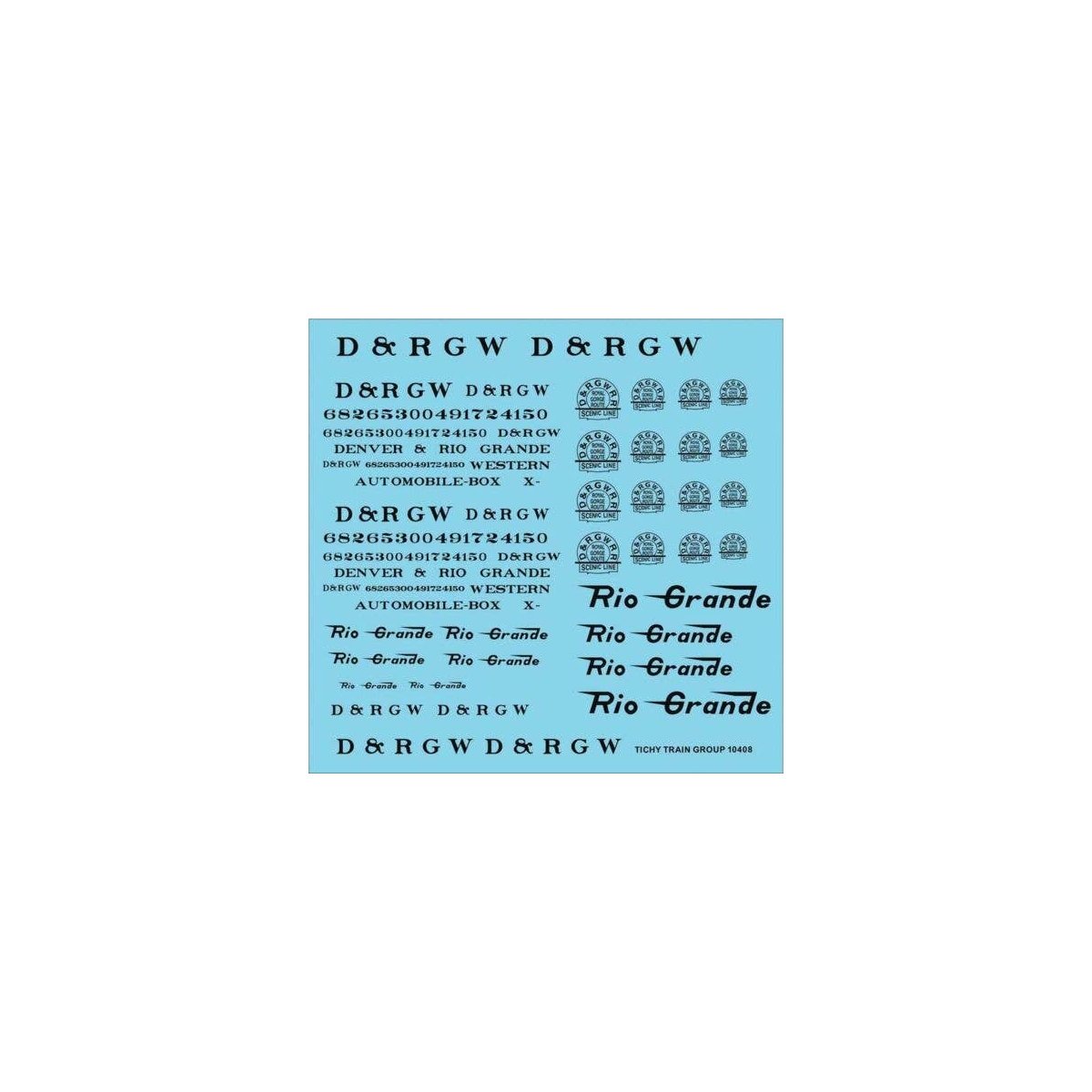Railroad Decal Set -- Denver & Rio Grande Western Roadname Set (black), HO, Tichy Train Group 10408