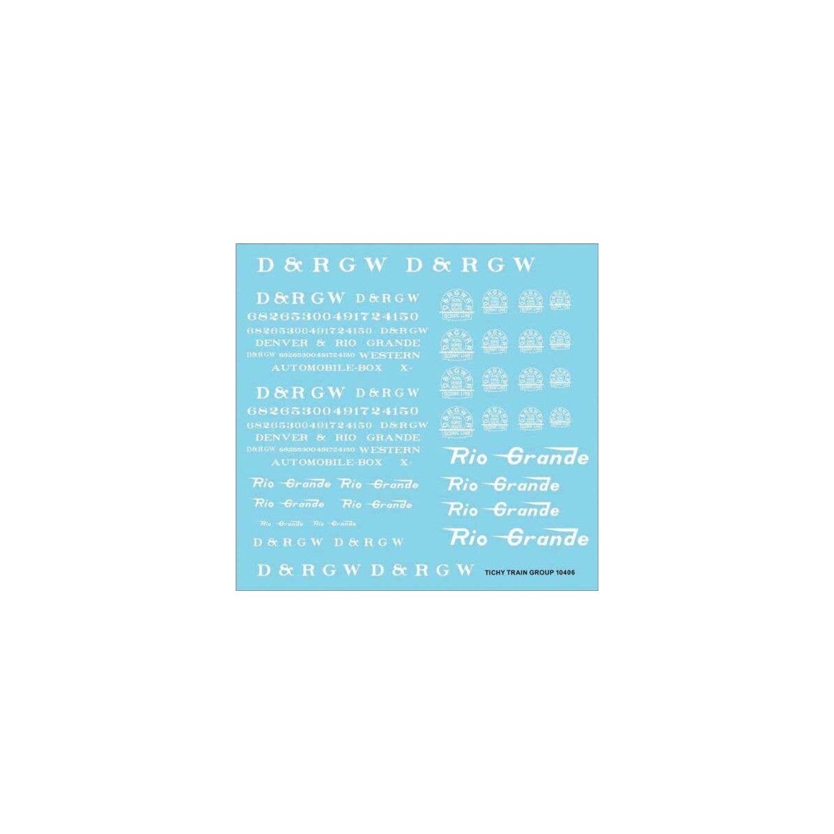 Railroad Decal Set -- Denver & Rio Grande Western Roadname Set (white), N, Tichy Train Group 10406N