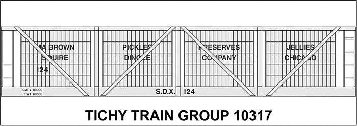 Railroad Decal Set -- M. A. Brown 1920 4-Vat Wood Pickle Car, HO, Tichy Train Group 10317
