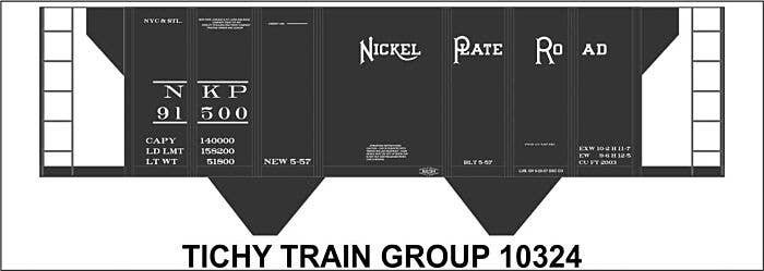 Railroad Decal Set -- Nickel Plate Road 2-Bay Covered Hopper, HO, Tichy Train Group 10324