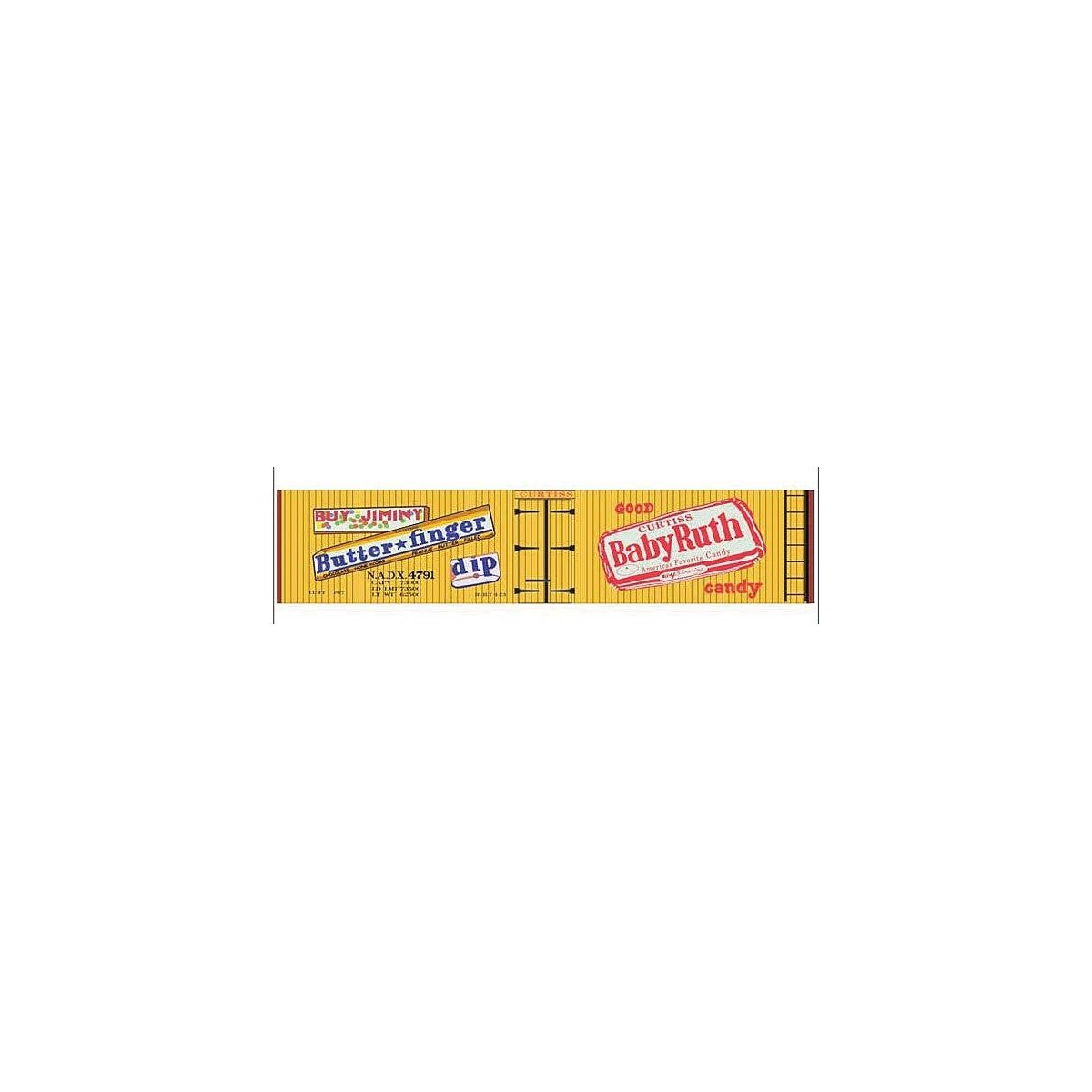 Railroad Decal Set -- NADX Wood Reefer (Butterfinger and Baby Ruth Candy Billboard Logos), HO, Tichy Train Group 10311