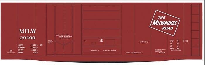 Railroad Decal Set -- Milwaukee Road 40′ Plug & Sliding Door Boxcar, N, Tichy Train Group 10256N