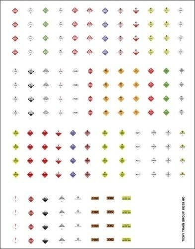 Railroad Decal Set -- Hazardous Materials Placards pkg(170), HO, Tichy Train Group 10259