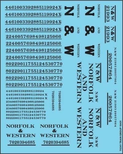 Railroad Decal Set -- Norfolk & Western Roadname Set (black), HO, Tichy Train Group 10431N