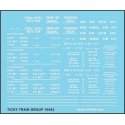 Railroad Decal Set -- 2-Bay Twin Hopper Data, Gothic Lettering (white), HO, Tichy Train Group 10443