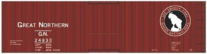 Railroad Decal Set -- Great Northern 40′ Double-Sheathed Wood Boxcar (Glacier Park Logo), HO, Tichy Train Group 10082