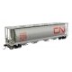 59′ Cylindrical Hopper - Ready to Run -- Canadian National 378523 (gray, red English & French name, round hatches)