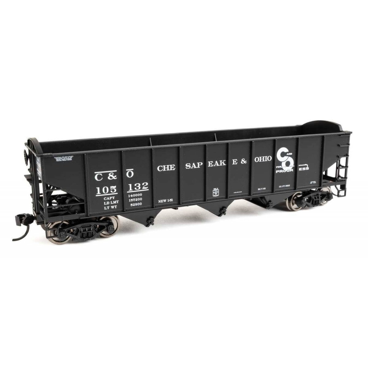 70-Ton AAR 3-Bay Open Hopper - Ready to Run -- Chesapeake & Ohio 105132
