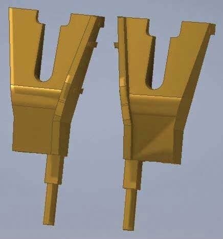 DW Rerailer -- Brass 1 Left & 1 Right, HO, Cal Scale 687