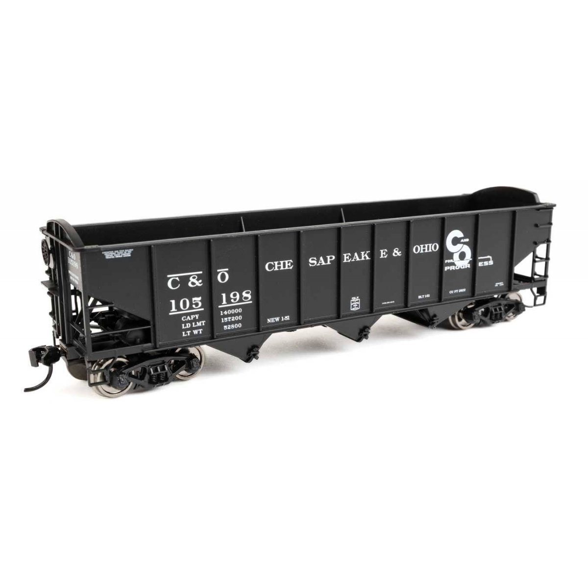 70-Ton AAR 3-Bay Open Hopper - Ready to Run -- Chesapeake & Ohio 105198