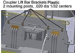 Locomotive Coupler Lift Bar Mount Blocks pkg(8), HO, Cal Scale 190729