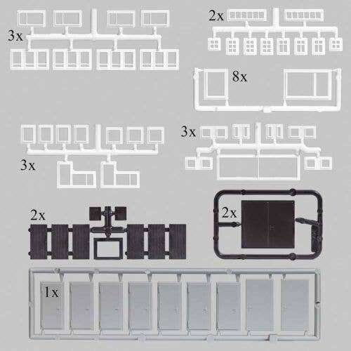 Mixed Windows and Doors - Plastic on Sprues -- Various Sizes Usable in HO and N Scales, All Scales, Busch Gmbh & Co Kg 1998