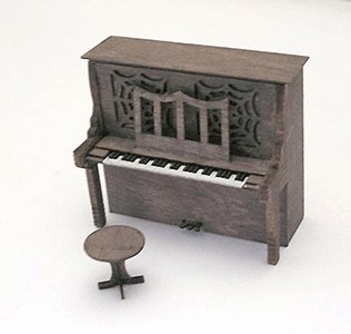 Laser-Cut Wood Kit -- Upright Piano & Stool, HO, B.T.S. 23008