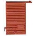 Replacement Doors w/Low Tackboard -- 6′ Camel Youngstown Red Oxide 2 pair, HO, Kadee Quality Products 2202