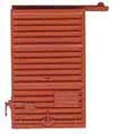 Replacement Doors w/Low Tackboard -- 6′ Camel Youngstown Red Oxide 2 pair, HO, Kadee Quality Products 2202