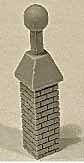 Vented Brick Chimney -- Unpainted Cast Resin 1-5/16′ 3.3cm Tall pkg(3), HO, Bar Mills LLC 2035