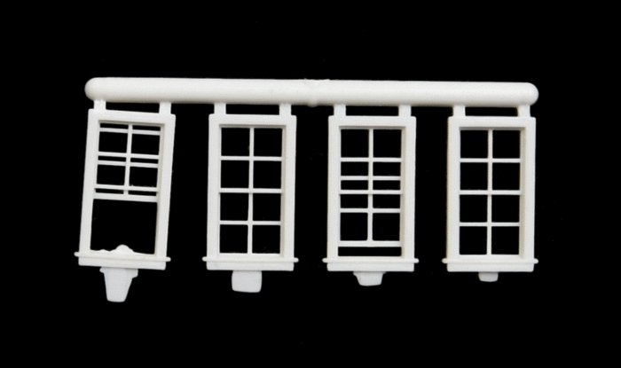 Windows -- 25 x 50′ pkg(8) 4 Closed, 2 Open & 2 Partially Open, HO, Micro Engineering 80067