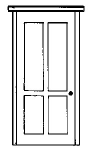 Entry Doors -- Four-Panel pkg(4), HO, Alexander Scale 2405