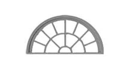 13-Pane Half-Round Masonry Window with Precut Glazing -- Actual Opening: 1.315 x .68′ pkg(3), O, Tichy Train Group 2091