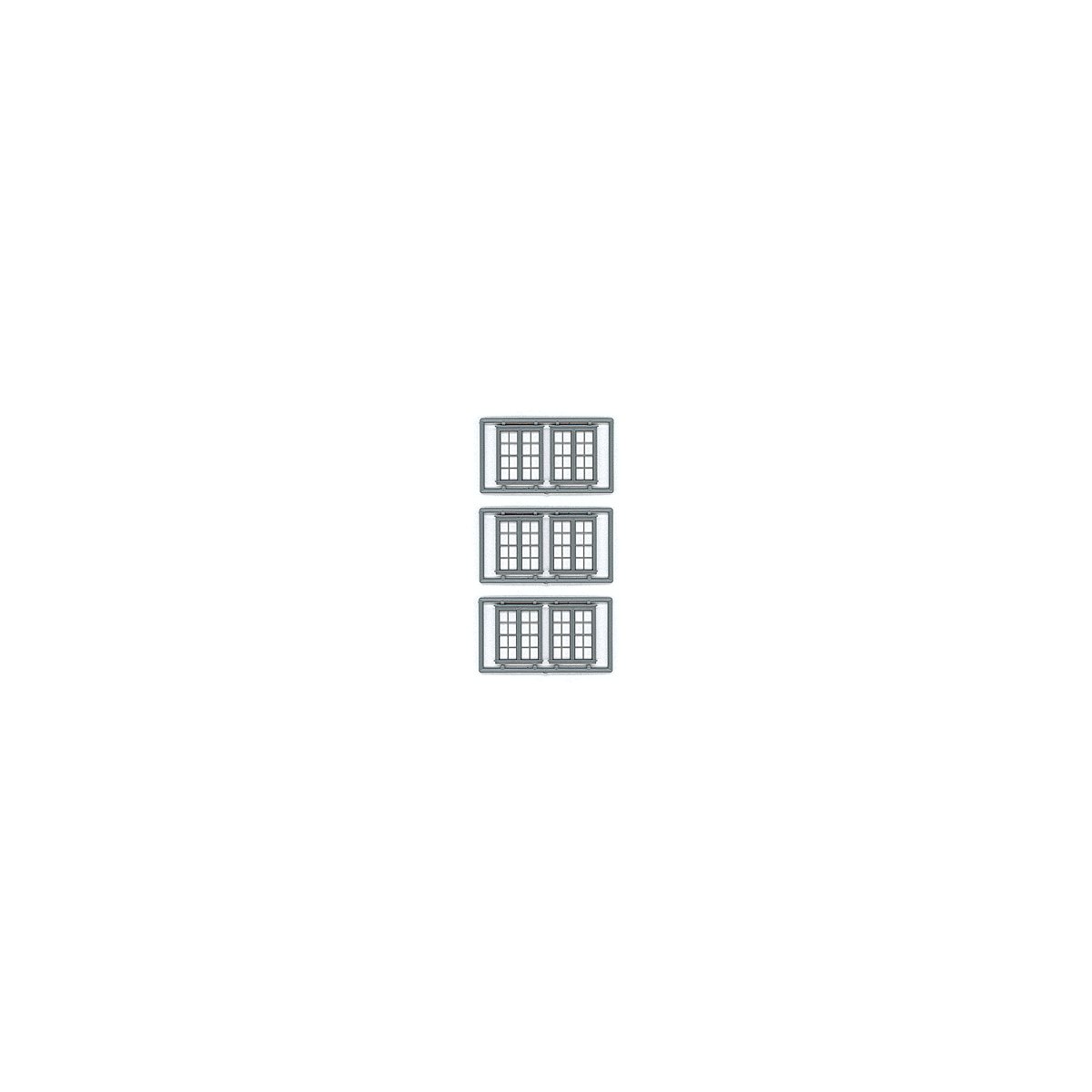 Windows - Double Hung pkg(6) -- 4/4 Double (Matches 8030) 64 x 80′ (Fits .81 x .99: Opening), HO, Tichy Train Group 8126
