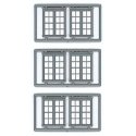 Windows - Double Hung pkg(6) -- 4/4 Double (Matches 8030) 64 x 80′ (Fits .81 x .99: Opening), HO, Tichy Train Group 8126