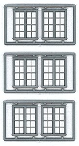 Windows - Double Hung pkg(6) -- 4/4 Double (Matches 8030) 64 x 80′ (Fits .81 x .99: Opening), HO, Tichy Train Group 8126