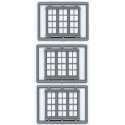 Windows - Double Hung pkg(3) -- 4/4 Triple (Matches 8030) 98 x 80` (Fits 1.225 x .99` Opening), HO, Tichy Train Group 8127