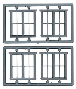 Windows - Double Hung pkg(6) -- Two 2/2 Single Window Scale 63 x 69′ (Matches 8031 - Fits .785 , HO, Tichy Train Group 8098