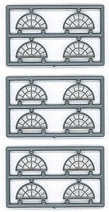 Masonry Windows - pkg(8) -- 13 Pane Half Round (Use Over 8036, 8133) 60 x 30` (.675 x .34` Open, HO, Tichy Train Group 8128
