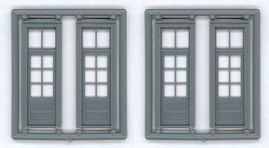 6-Lite Door w/2 Lite Transom - pkg(4) -- 33 x 110` (Fits Opening .42 x 1.31`), HO, Tichy Train Group 8132