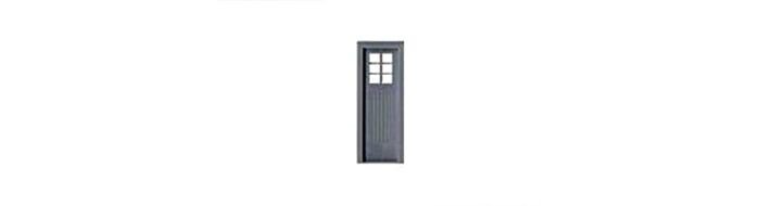 Wood Door with 6-Pane Window with Precut Glazing -- 2 x 6`6` Scale, Fits .315 x .935` Opening, , HO, Tichy Train Group 8324