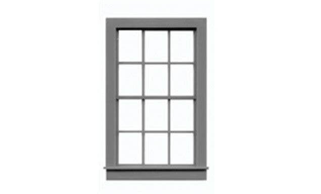 Windows Double Hung - pkg(6) -- 6/6, Scale 38 x 66′ 96.5 x 168cm, O, Tichy Train Group 2006