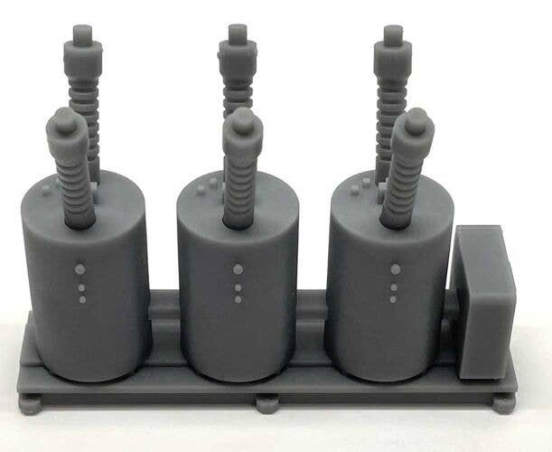 Electrical Transformer Load 1 - Resin Kit -- 3 Transformers and 6 Insulators, HO, Phoenix Precision Models 31580
