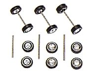 Tire and Axle Set -- Includes 3 Pair of Tires and 3 Axles, HO, Busch Gmbh & Co Kg 49951