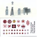 Gas Pump Set -- 1 Each of 3 Styles w/Printed Gas Logo Sheet, HO, Grandt Line Products Inc 5314
