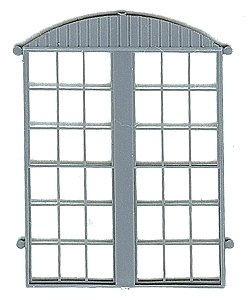 Roundhouse/Warehouse Windows w/Rounded Top Facia -- Scale 113 x 143′ 287 x 363cm pkg(3), HO, Grandt Line Products Inc 5307