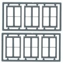 Windows - Double Hung pkg(6) -- Two 1/1 Single-Window Scale 100 x 92′ (Matches 8094 & 8096, Fit, HO, Tichy Train Group 8095