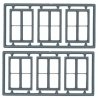 Windows - Double Hung pkg(6) -- Two 1/1 Single-Window Scale 100 x 92′ (Matches 8094 & 8096, Fit, HO, Tichy Train Group 8095