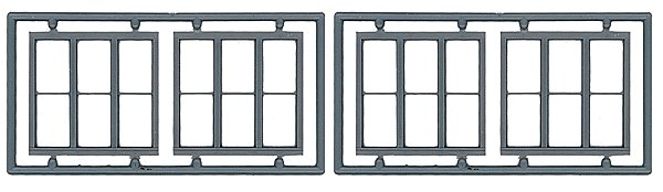 Windows - Double Hung pkg(4) -- Three 1/1 Single Window Scale 100 x 92` (Fits 1.18 x 1.1` Open, HO, Tichy Train Group 8094