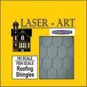 Laser-Cut Roof Shingles - 4 x 9′ 10.2 x 15.2cm Sheets -- Fish Scale pkg(6), HO, Laser-Art by Scientific 41003