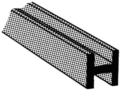 ABS H Columns -- 1/8 x 15′ .32 x 38.1cm pkg(5), All Scales, Plastruct Inc 90063