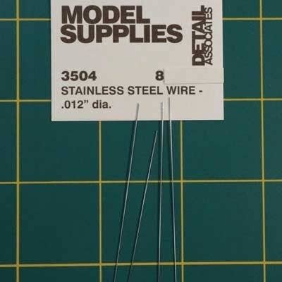 Stainless Steel Wire pkg(4) -- .012′ Diameter, HO, Detail Associates 3504