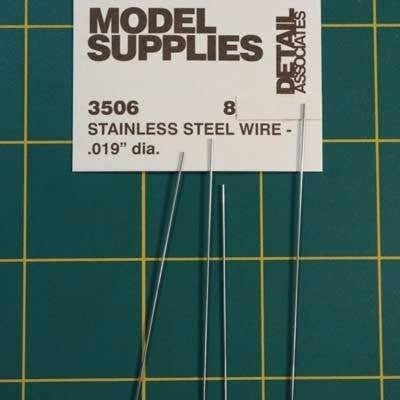 Stainless Steel Wire pkg(4) -- .019′ Diameter, HO, Detail Associates 3506